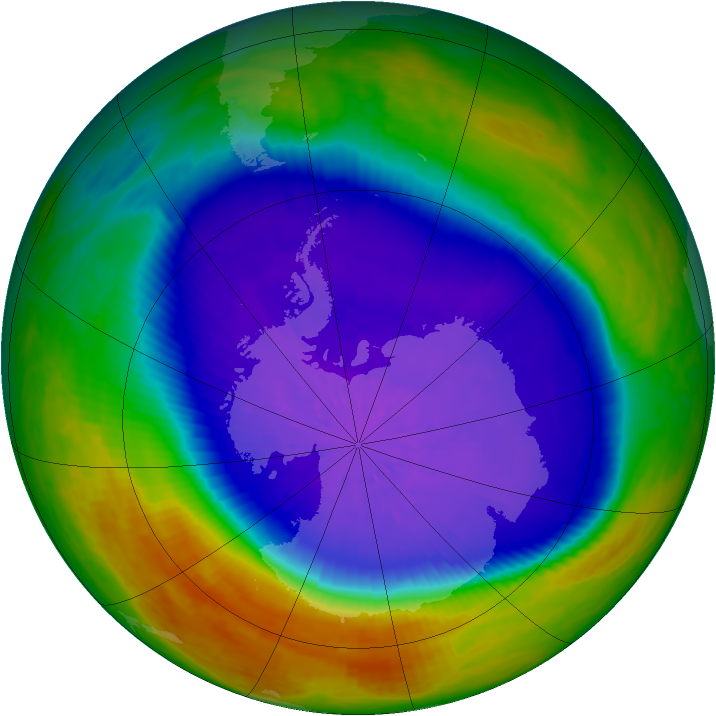 Antarctic ozone map for 27 September 2003